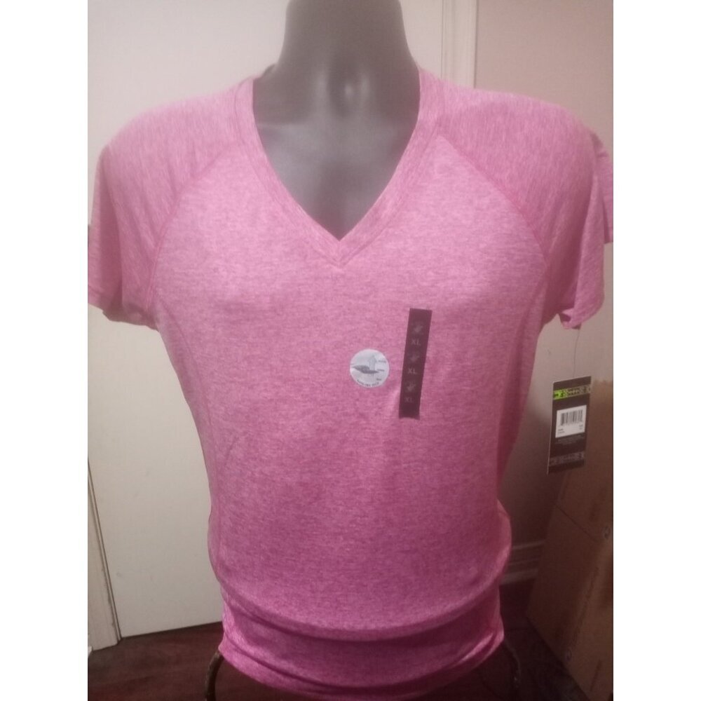 New BEVERLY HILLS Polo Club Women’s Short Sleeve T-Shirt XL Pink V-Neck NWT